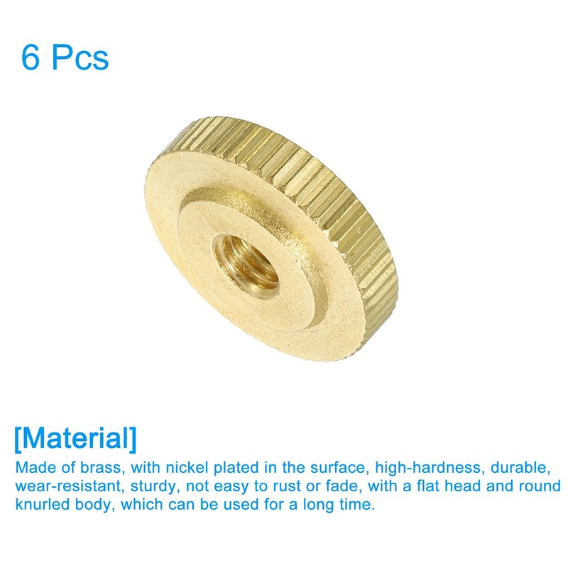 sourcing map Knurled Thumb Nuts, 6Pcs M6 x D20mm x