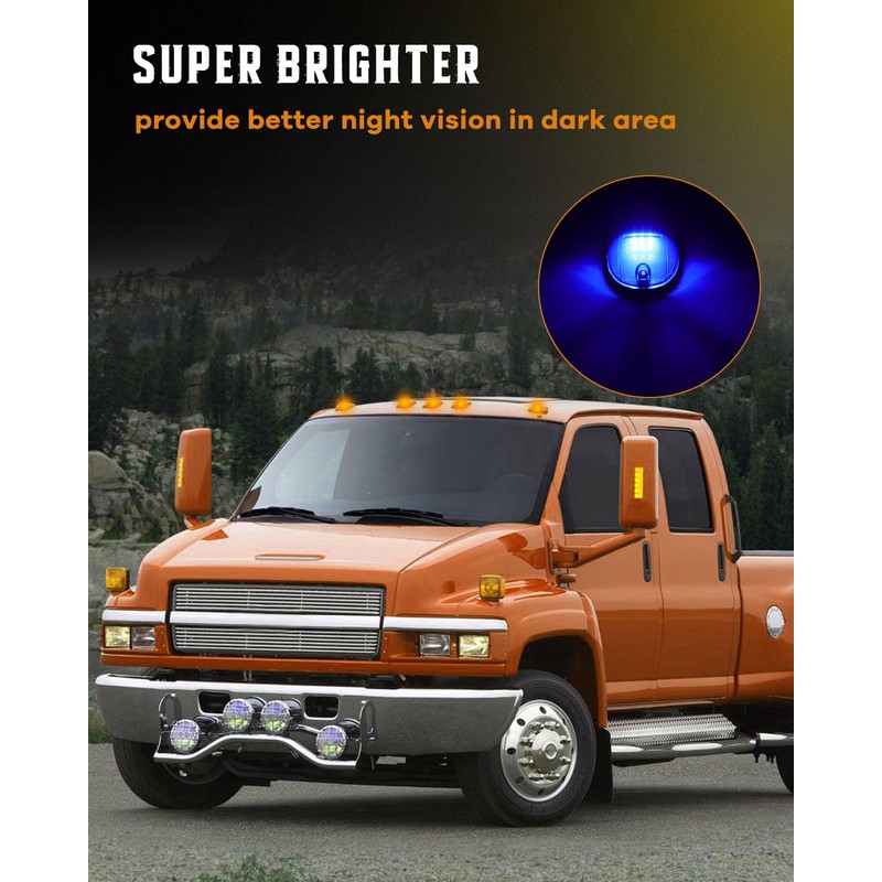 cciyu 5pcs 9LED Smoke Lens Blue Led Cab Marker Lights