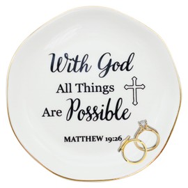 Christian Jewelry Tray Dish with Bible Verse – Inspirational Ring Dish, Faith Gift for Women – Religious Encouragement Gift for Baptism, Confirmation, Birthday, Appreciation, Get Well, or Friendship