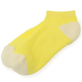 Jun & Lopé ERR13000 Women's Socks, Antibacterial and Odor Resistant, Mesh Pattern, Logo Short Socks,, yellow (80)