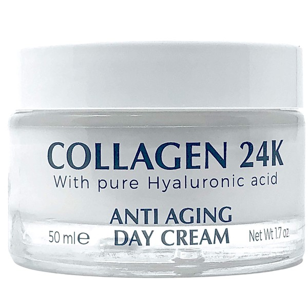 Delfanti-Milano • COLLAGEN 24K • Anti-Aging Day Cream • Face and Neck Moisturizer with pure Hyaluronic Acid • Made in Italy.