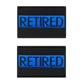 Pack of 2 Thin Blue Line Police Retired Patch Airsoft Police Military Sticker Patch for Police CS Cosplay Paintball Tactical Clothing Backpack Uniform Vest Dog Harness