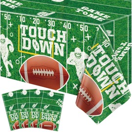 LWYGEGJO 4 Pack Football Tablecloths Football Table Cover, Rectangular Game Day Table Cover Football Field for Footbal Decorations, Tailgate Football Party, Football Party