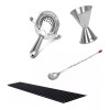 Buffetware Set Barman Colador Jigger Cuchara Tapete Bebidas Paquete Bar