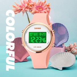 Ladies Watch Digital Watches for Women Colorful Sport Wrist Watch for Women Girls Waterproof Stopwatch Alarm Multifunction Easy Read