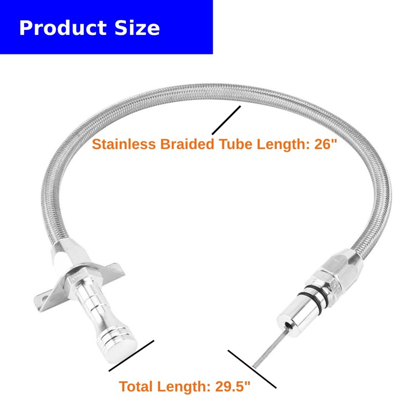 Firewall Mounted Stainless Flexible Oil Dipstick for Ford C4 C6