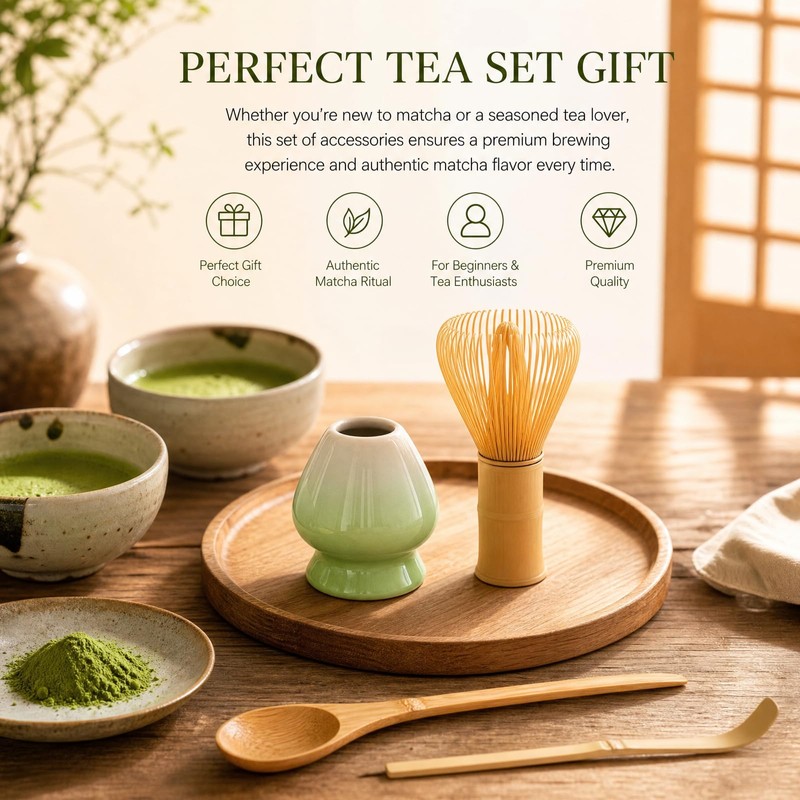 4pcs Matcha Set, Matcha Whisk Set - Matcha Whisk Plastic(Yellow),