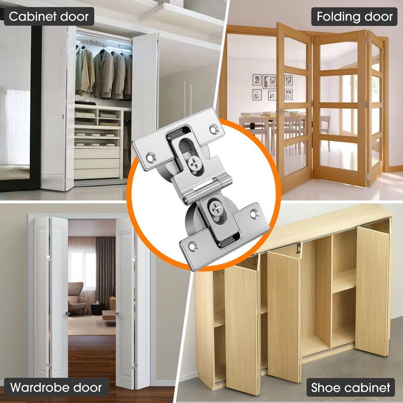 Mdkave 180-Degree Bifold Door Hinges,Bifold Cabinet Door Hinge,Double Cup Concealed