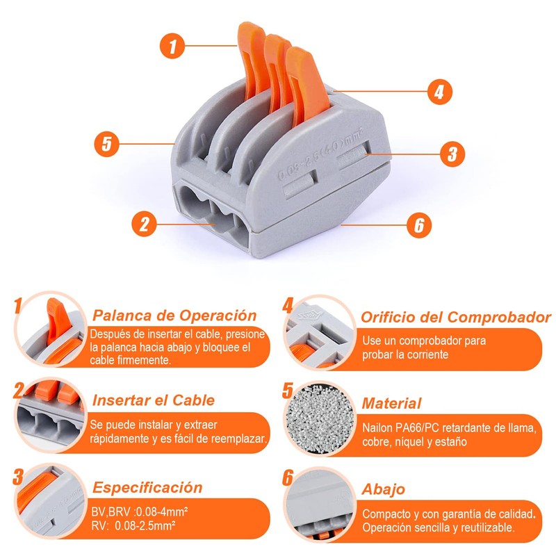 Conectores de Bloque de Terminal de Cable, 110 Piezas Conectores