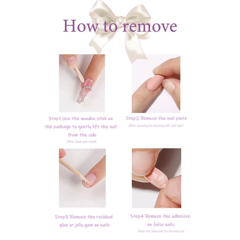 SWEKKE Pink Press On Nails - Medium Coffin Shape, French