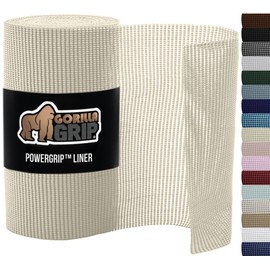 Gorilla Grip powerGRIP Drawer Shelf and Cabinet Liner, Thick Strong Hold, Non-Adhesive Liners Protect Kitchen Cabinets and Cupboard, Bathroom Drawers, Easy Install, Breathable Mat, 20" x30', Cream
