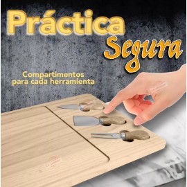 J.H. Companny Tabla Para Quesos Madera Con Utensilios Cortes Carnes Mx-94