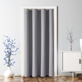 ChrisDowa Blackout Door Curtains for Doorway Privacy, Grommet Closet Curtains for bedroom closet door, Thermal Insulated Temporary Doorway Cover Room Divider Drapes (1 Panel, Light Grey, 52 x 80 Inch)