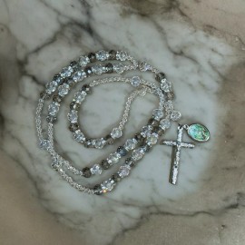 Our Lady of Fatima Handcrafted and exquisite Clear Crystal 10mm Beads Catholic