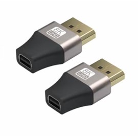 Halokny 8K DisplayPort Adapter, 2 Pack 90 Degree Angle DP Male to Female Adapter, Support 8K@60Hz,4K@144Hz DP1.4 Converter Extender (Silver) (DP Male to Mini DP Female)
