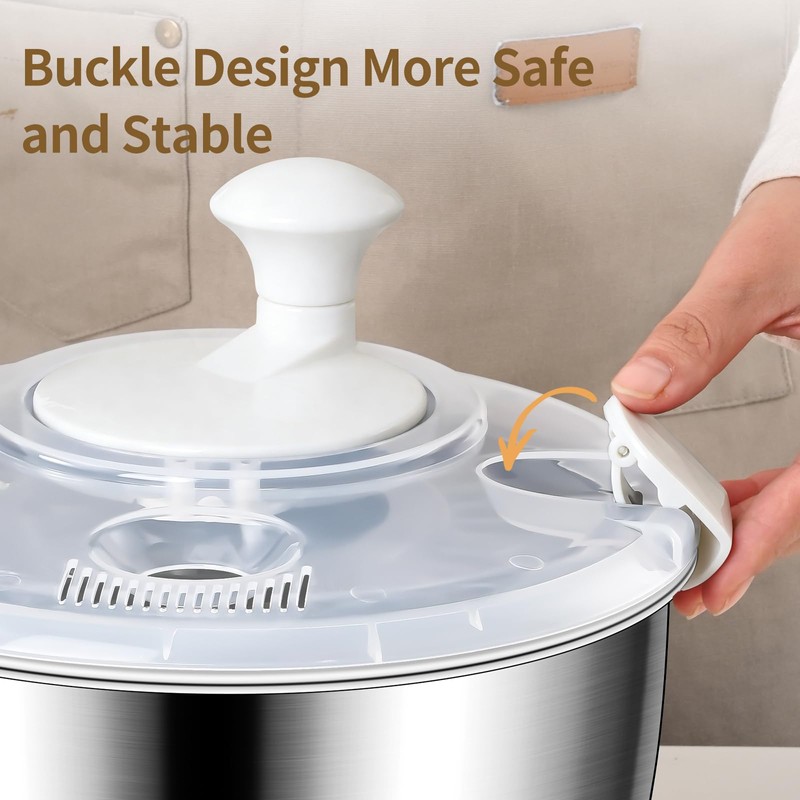 5.3 Qt Stainless Steel Salad Spinner, BOMANSI BOMS Large Salad