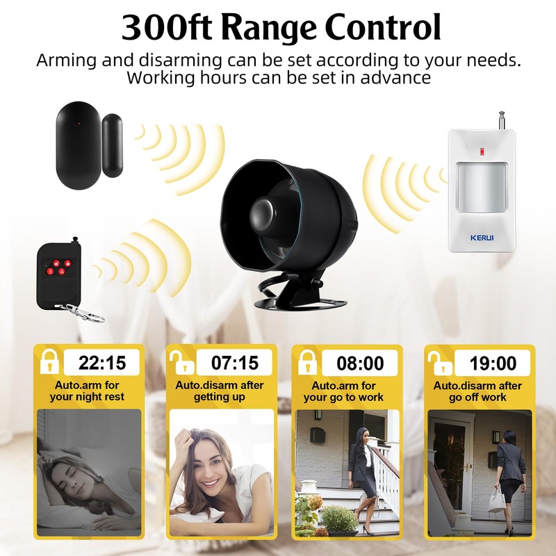 Upgraded WiFi Security Alarm System Kit-Wireless 120db Loud Weatherproof Siren
