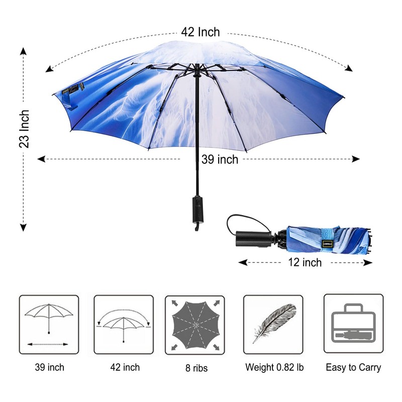Umbrella Compact Inverted Folding Umbrellas Auto Open Close - H2.20.Glacier