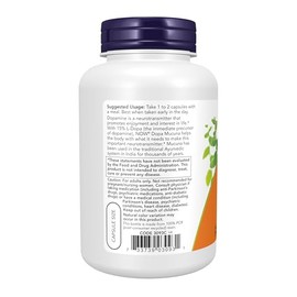 NOW Suplementos, DOPA Mucuna, extracto de mucuna estandarizado con 15% L-Dopa natural, 180 cápsulas vegetales