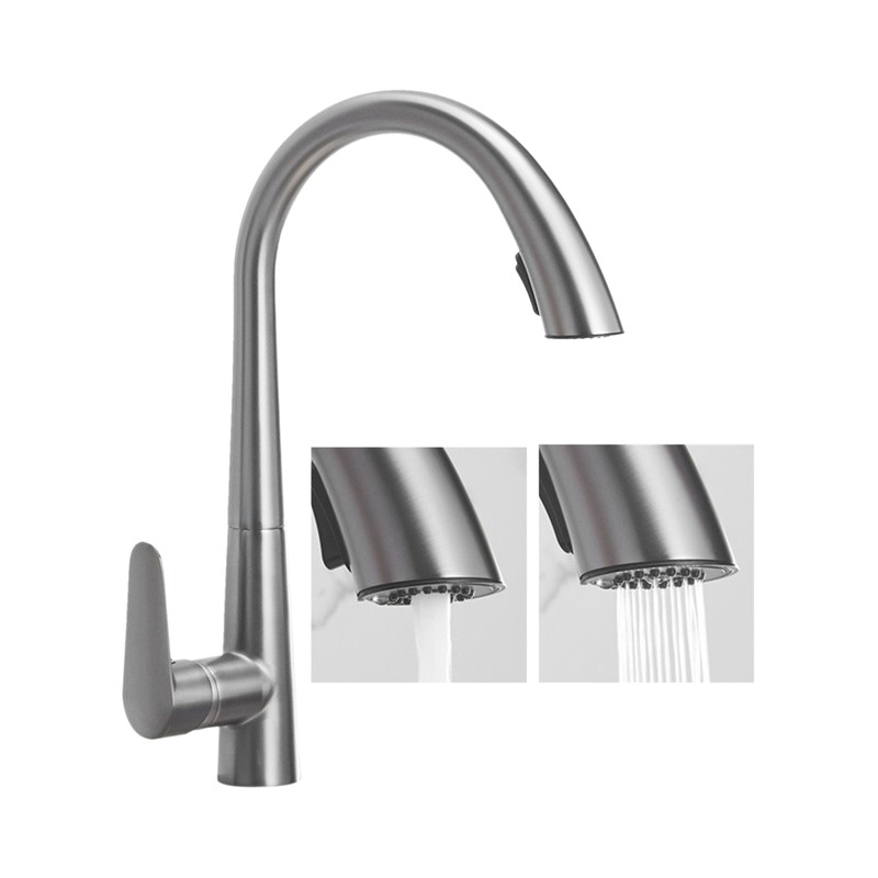 360°Swivel Pull Out Kitchen Faucets with 2 Spray Modes High