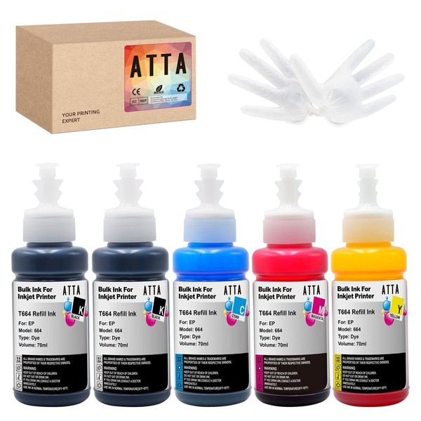 ATTA Epson 664 Ink Bottle Refills T7741 T6642 T6643 T6644