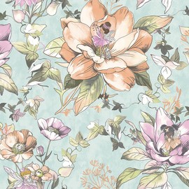Holden Floral Fairies Wallpaper Colourful Flowers - Teal Green/Multi 13210