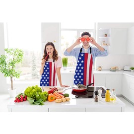 Beabes USA Flag Vertical Kitchen Bib Apron United State of American Flag Country Symbol Design Polyester Adjustable Apron for Outdoor BBQ Gardening 27" X 31" for Chef Waitress