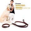 Piuness 100% Real Leather Dog Collar and Leash Set, Premium