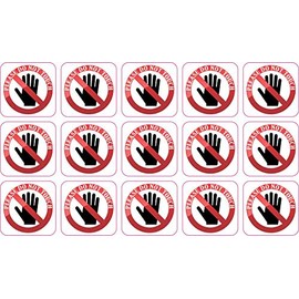 StickerTalk Square Do Not Touch Vinyl Stickers, 1 Sheet of 15 Stickers, 1 inch by 1 inch Each