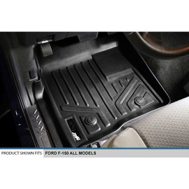 SMARTLINER Custom Fit Floor Mats 2 Row Liner Set Black for 2009-2010 Ford F-150 SuperCrew Cab