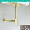 SEABEFORE Brass Round Bottle P-Trap 1 1/4, Adjustable Basin Sink