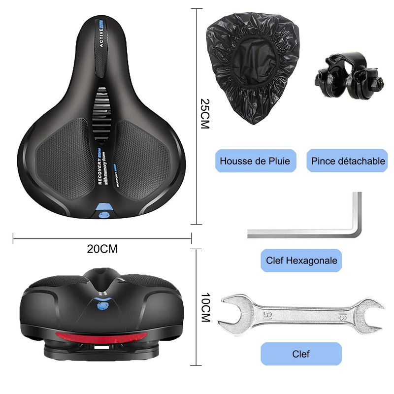 BELSVOR Comfortable Bicycle Saddle, Bicycle Saddle with Double Spring Shock