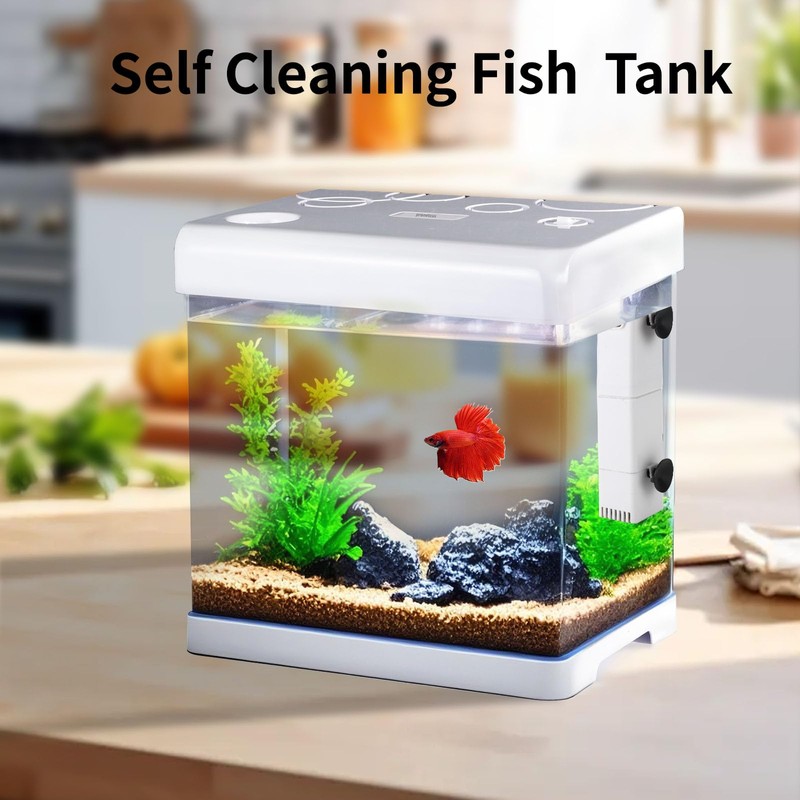 Small Fish Tank,5 Gallon Glass Aquarium Betta Fish Tank Starter