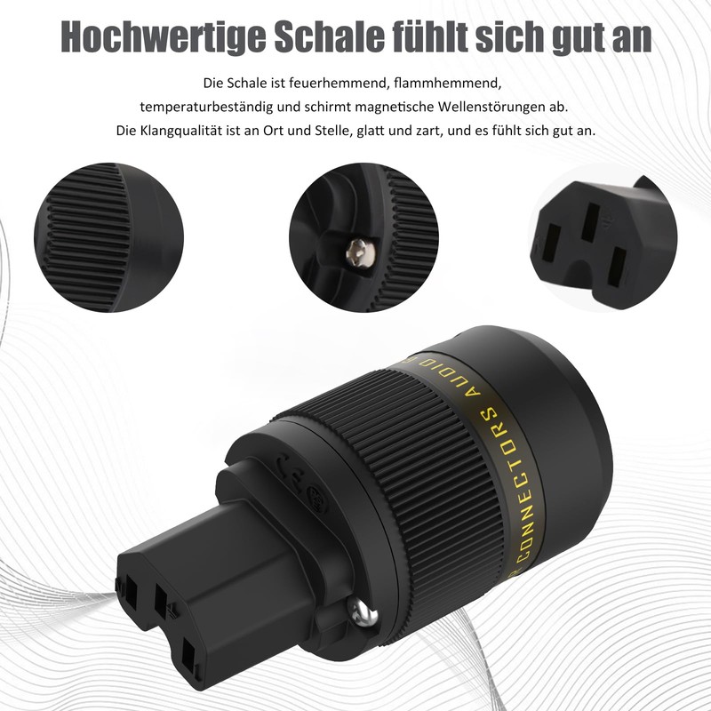 P078ER 1 Pair HiFi Schuko Plug AC 16A 250V Rhodium-Plated