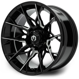 MODZ® Chaos Glossy Black with Ball Mill 15" Golf Cart Wheel