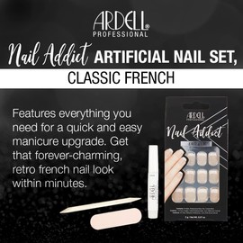 ARDELL Nail Addict - Classic French | 24 False Nails with Glue & File for Beautiful Fingernails to Stick On | Press On Nails, Glue Nail Set with Short Tips, Fake Nails