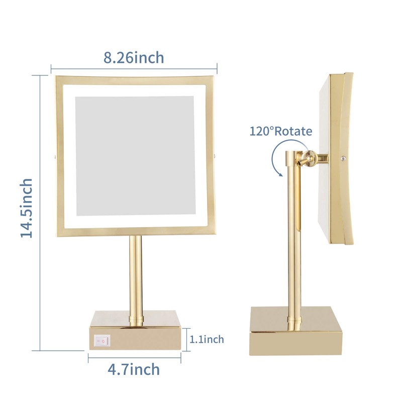 DOWRY Tabletop LED Lighted 5X Magnifying Makeup Mirror Square with
