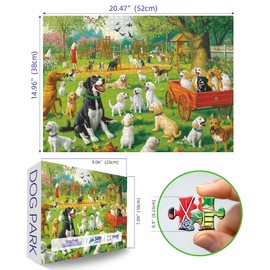Puzzles for Adults 500 Pieces Colorful Dog Park Jigsaw Puzzles 500 Pieces Difficult Fun Cute Puppy Unique Beautiful Family Puzzle Challenging Games Gift for Adults (21"x15")