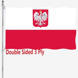 Poland State Ensign Flags 3x5 Polish Flags Double Sided for Outdoors 3 Ply 200D Heavy Duty Polyester and Durable Canvas Header