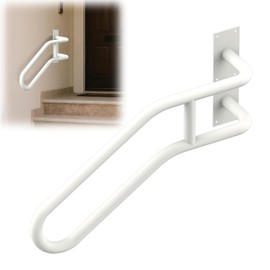 Right Side Wall Mounted handrail, Garge Door Stair Railing for 1-3 Steps(Polished White, Right Side, 230LBs Loading)