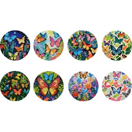 EWJRNSF 8 PCS Small Diamond Painting Coasters Kit, Fall Art Coasters for Adults Beginners, Arts and Crafts Supplies Item Sets Not with Holder Butterfly