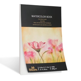 Ztowoto 30 Sheet Portable Watercolor Paper Pad A4 for Adults/Kids, 300gsm/140lb Cold Press Watercolour Paper for Watercolor, Acrylic, Drawing (Flower Cover)