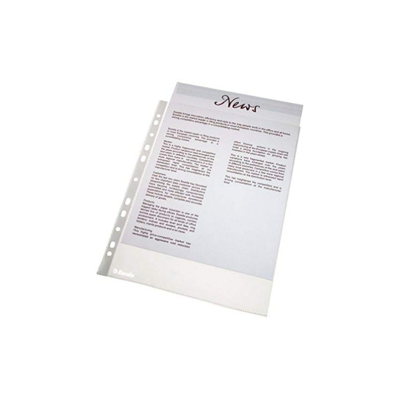 Esselte Perforated Pouch, Clear, Grained, A4, Polypropylene, 43 Microns Lot