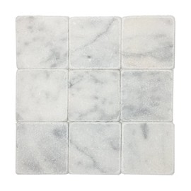 White Carrara Marble 4” x 4” Tumbled Tile (Box of 5 Sq. ft.)