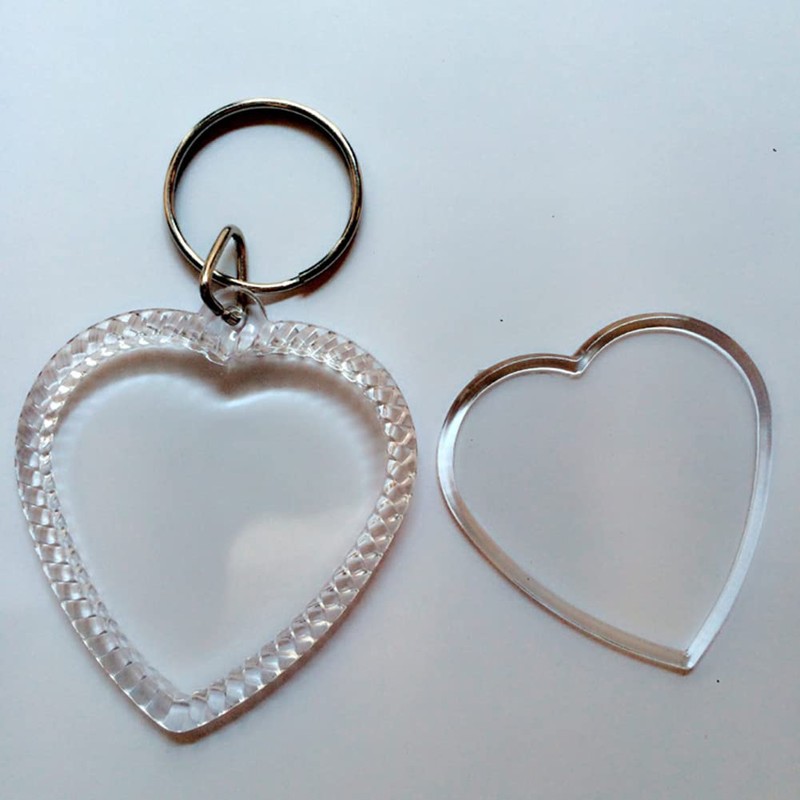 Ericotry 25PCS Heart Shaped Acrylic Blank Photo Keychains Double Sided
