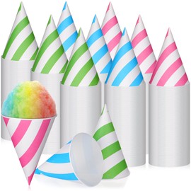 Nuenen 600 Pcs Cone Cups Water Cones Snow Cone Cups 6 oz Disposable Paper Cone Cups Bulk Leakproof Cone Cups for Water Cooler Dispenser Ice Cream Slush Machine Office Party Home Wedding(Striped)