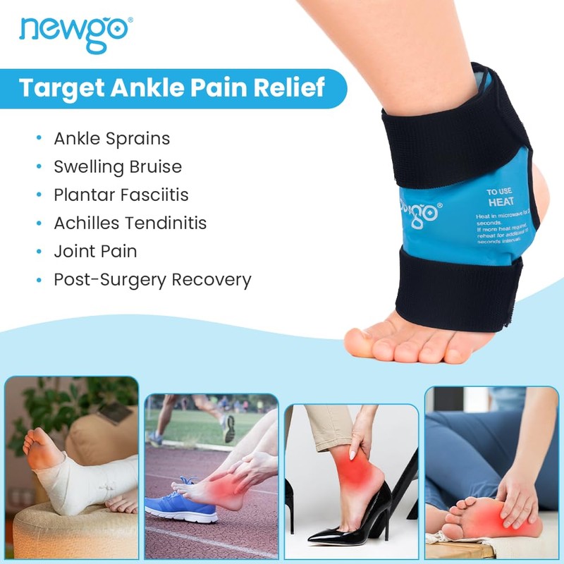 NEWGO Ankle Ice Pack for Swelling, Reusable Gel Ice Pack