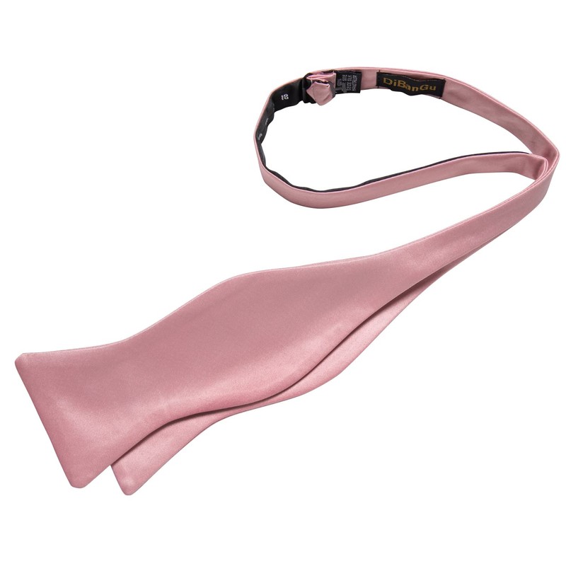 DiBanGu Pink Bow Ties for Men Satin Self-tied Bowtie Set