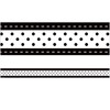 Black & White Stitch 'n' Dots Straight Border Trim