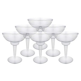MATANA - 10 Multi-Use Plastic Margarita Cocktail Glasses, Clear Daiquiri Martini Glasses for Wedding Anniversary Garden and Birthday Party - 360ml